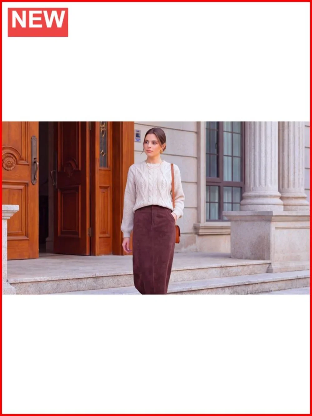 Womens Oversized Cable Knit Sweater Crew Neck Puff Sleeve Pullover